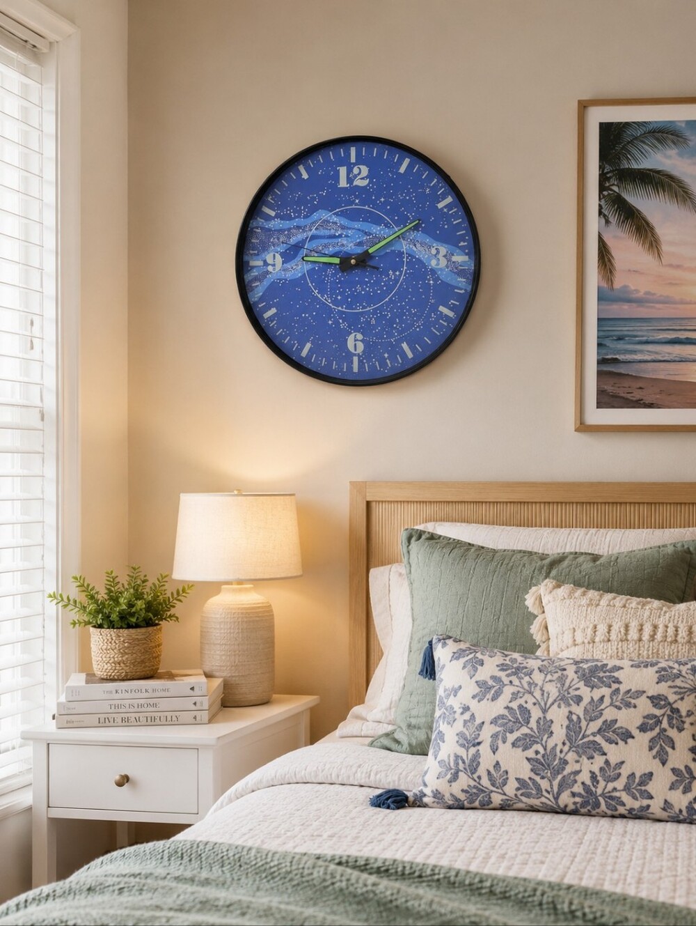 Celestial blue wall clock Glow In The Dark Analog